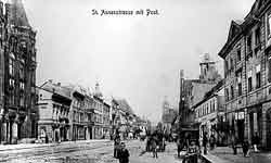 Die St.Annestraße um 1910 nach Nordwesten gesehen, zu diesem Zeitpunkt noch etwas unrepräsentativ